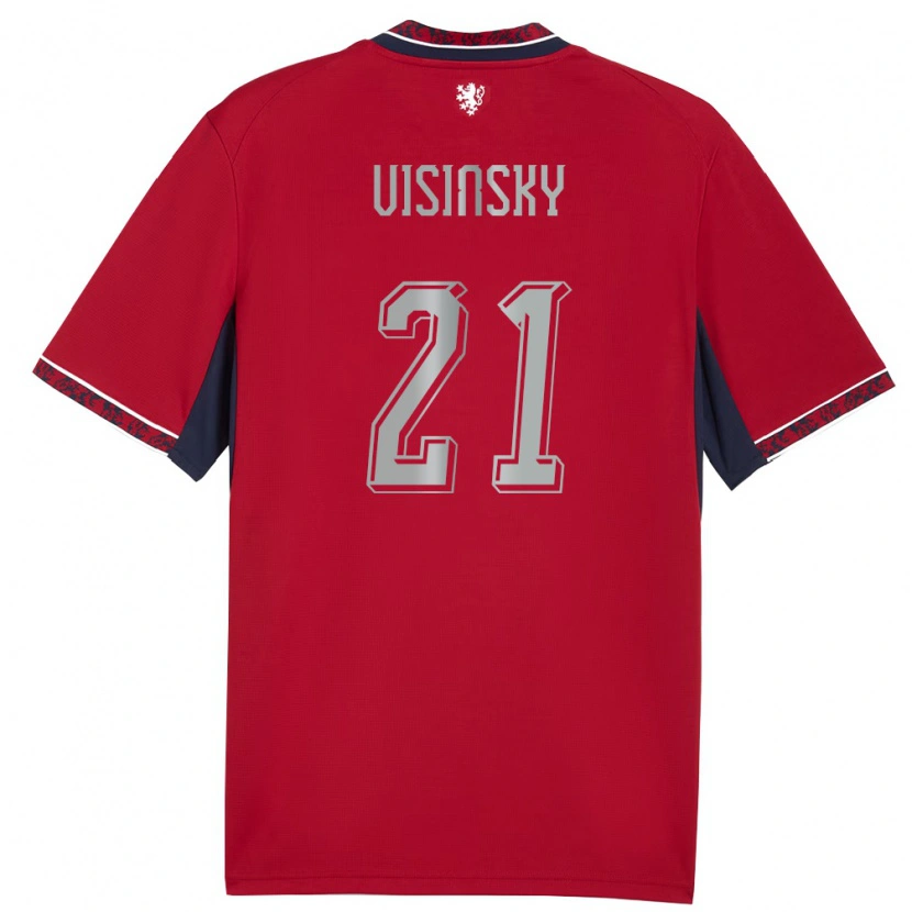 Danxen Dětské Česko Denis Visinsky #21 Červená Bílá Námořnická Domů Hráčské Dresy 26-28 Dres
