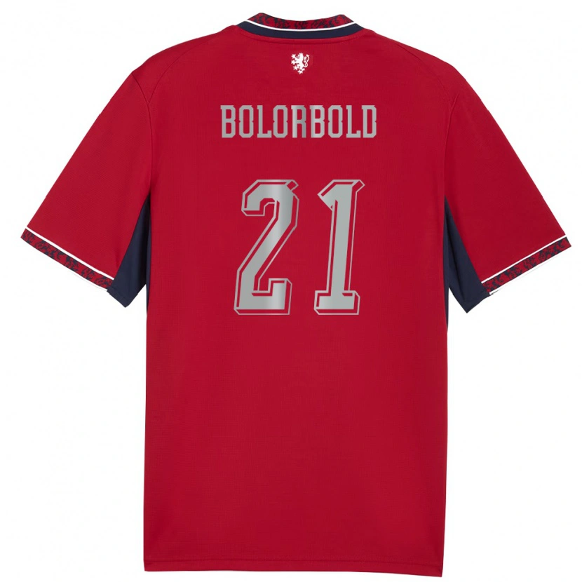 Danxen Dětské Česko Chinguun Bolorbold #21 Červená Bílá Námořnická Domů Hráčské Dresy 26-28 Dres
