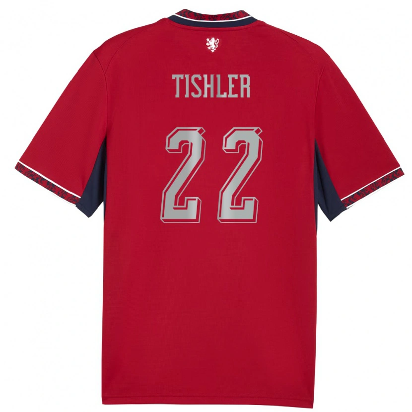 Danxen Dětské Česko Daniel Tishler #22 Červená Bílá Námořnická Domů Hráčské Dresy 26-28 Dres