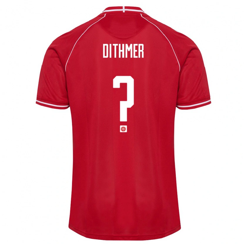 Danxen Dětské Dánsko Andreas Dithmer #0 Červená Bílá Domů Hráčské Dresy 26-28 Dres