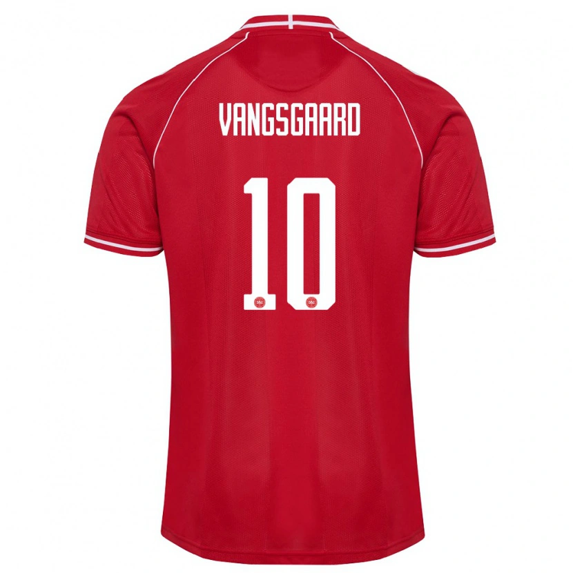 Danxen Dětské Dánsko Amalie Vangsgaard #10 Červená Bílá Domů Hráčské Dresy 26-28 Dres