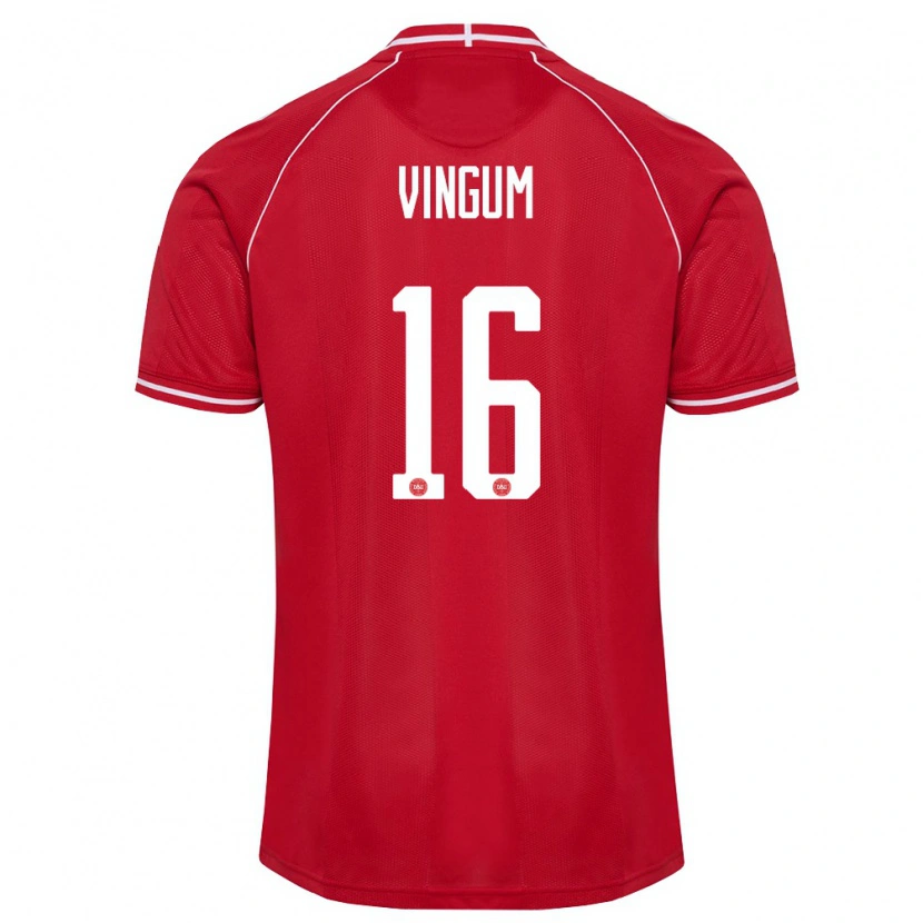 Danxen Dětské Dánsko Alberte Vingum #16 Červená Bílá Domů Hráčské Dresy 26-28 Dres