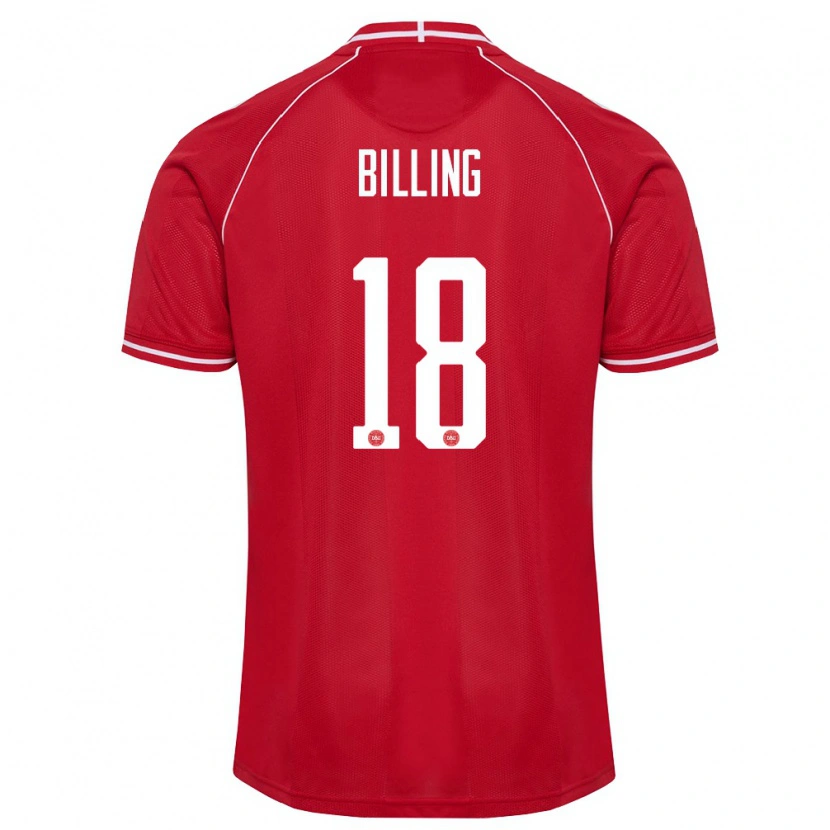 Danxen Dětské Dánsko Philip Billing #18 Červená Bílá Domů Hráčské Dresy 26-28 Dres