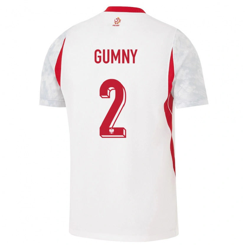 Danxen Dětské Polsko Robert Gumny #2 Bílá Červená Šedá Domů Hráčské Dresy 26-28 Dres