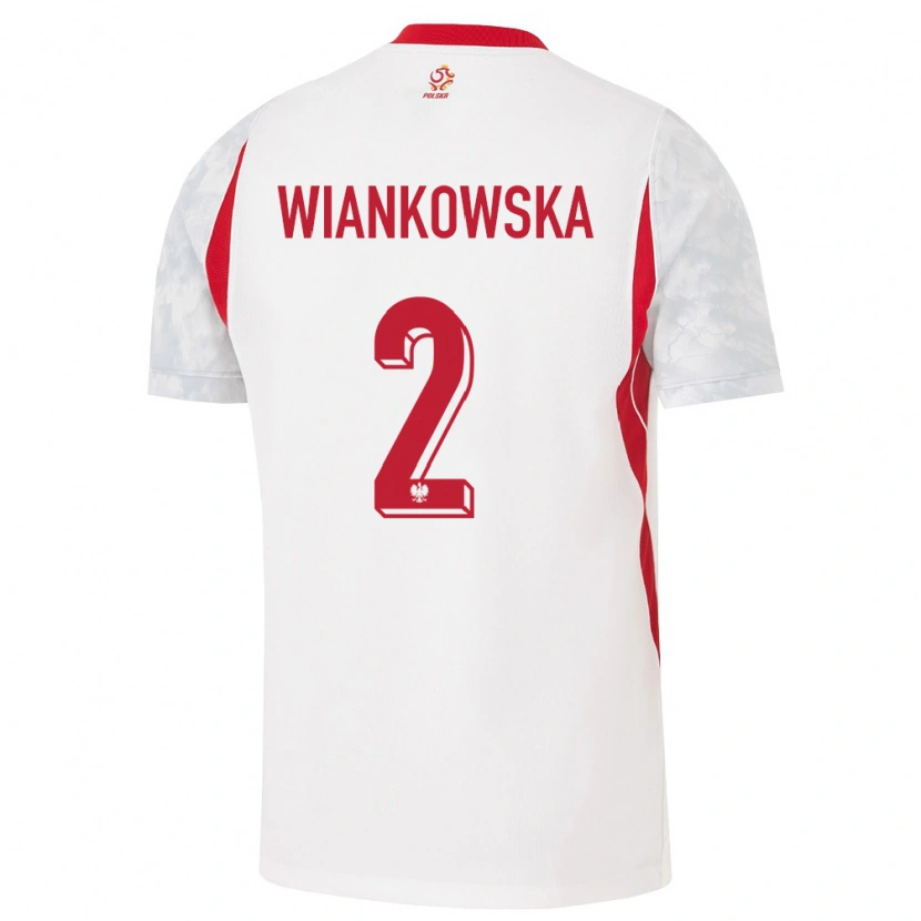 Danxen Dětské Polsko Martyna Wiankowska #2 Bílá Červená Šedá Domů Hráčské Dresy 26-28 Dres