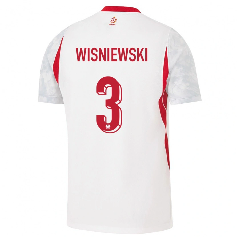 Danxen Dětské Polsko Przemysław Wiśniewski #3 Bílá Červená Šedá Domů Hráčské Dresy 26-28 Dres