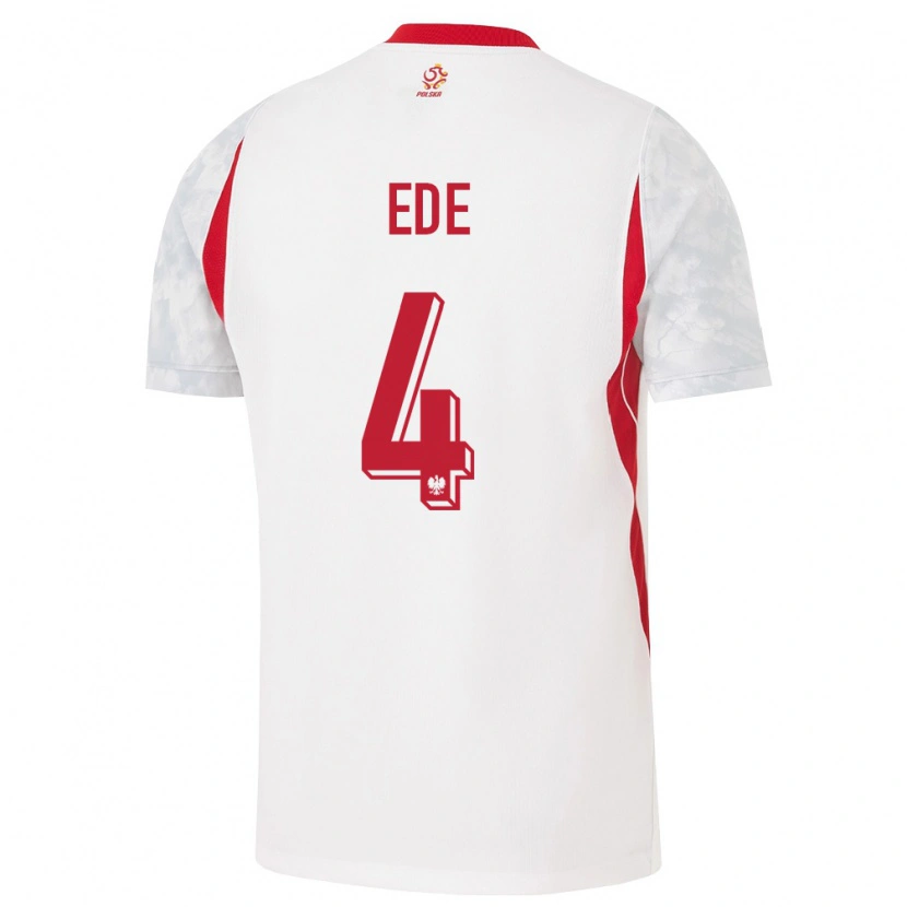 Danxen Dětské Polsko Bright Ede #4 Bílá Červená Šedá Domů Hráčské Dresy 26-28 Dres