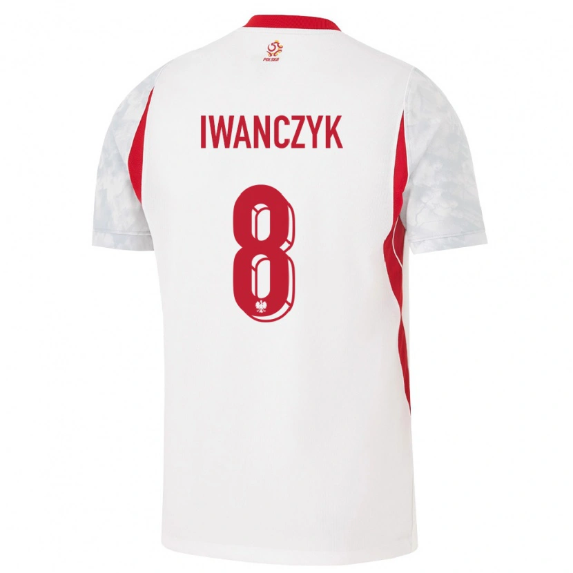 Danxen Dětské Polsko Aleksander Iwanczyk #8 Bílá Červená Šedá Domů Hráčské Dresy 26-28 Dres