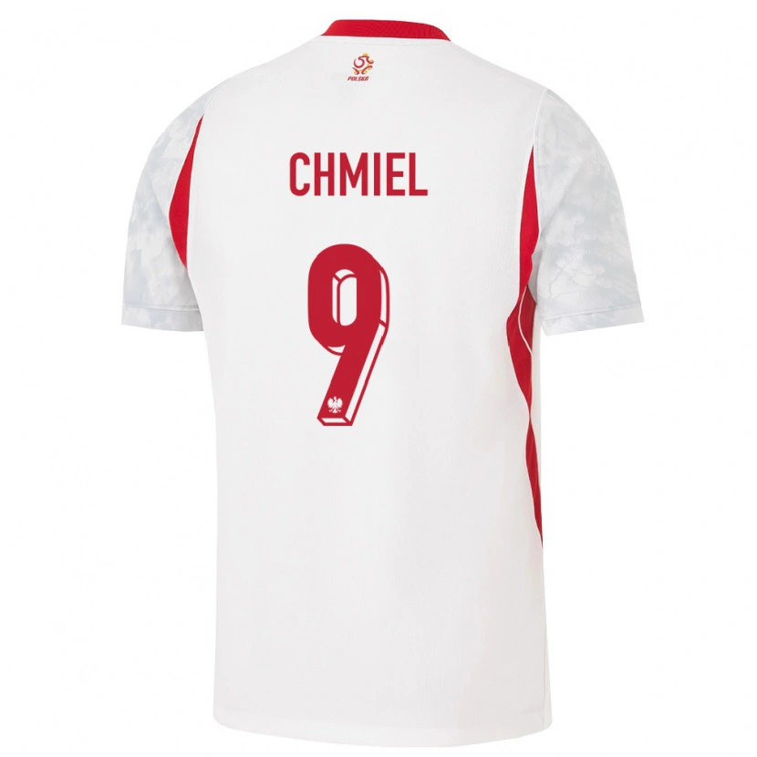 Danxen Dětské Polsko George Chmiel #9 Bílá Červená Šedá Domů Hráčské Dresy 26-28 Dres