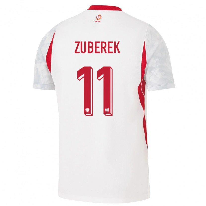 Danxen Dětské Polsko Jan Żuberek #11 Bílá Červená Šedá Domů Hráčské Dresy 26-28 Dres