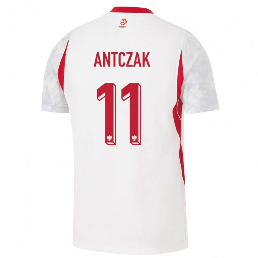 Danxen Dětské Polsko Jakub Antczak #11 Bílá Červená Šedá Domů Hráčské Dresy 26-28 Dres