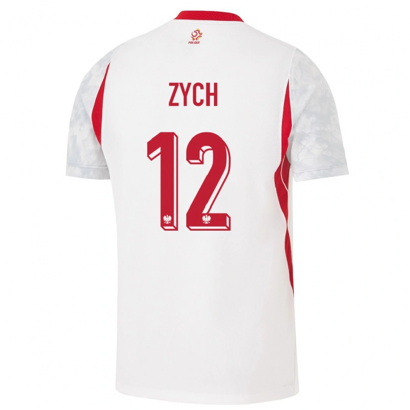 Danxen Dětské Polsko Oliwier Zych #12 Bílá Červená Šedá Domů Hráčské Dresy 26-28 Dres