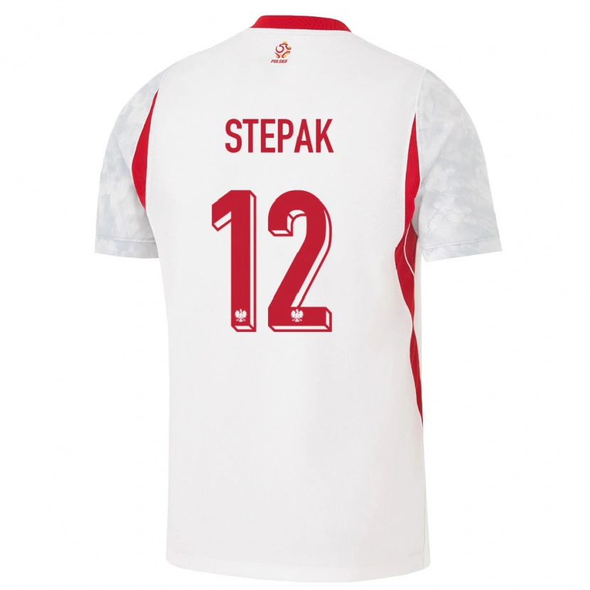 Danxen Dětské Polsko Jakub Stepak #12 Bílá Červená Šedá Domů Hráčské Dresy 26-28 Dres