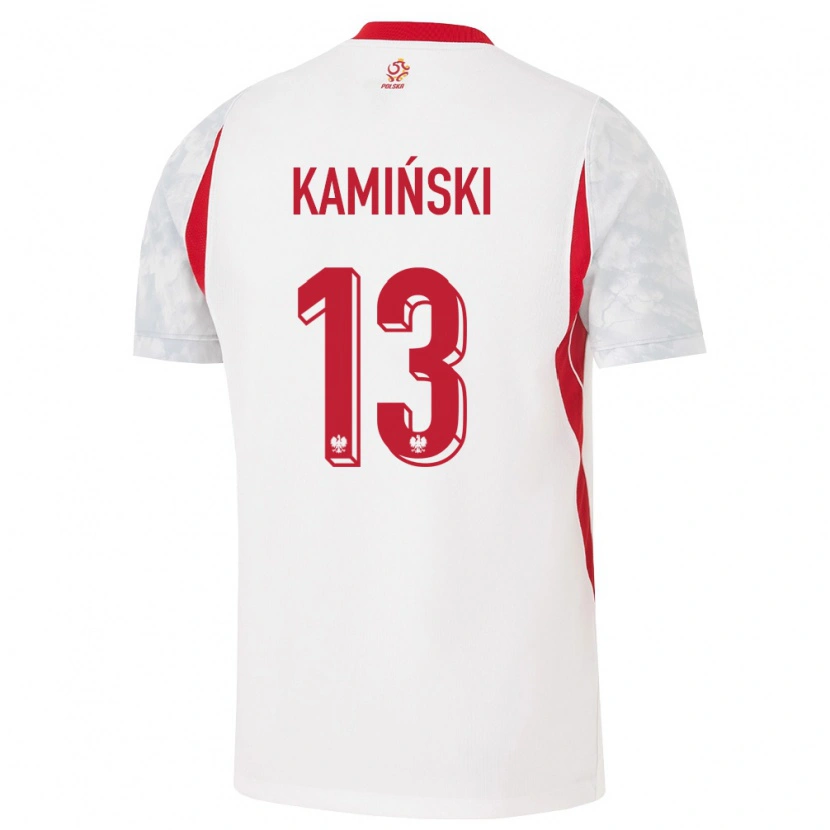 Danxen Dětské Polsko Jakub Kaminski #13 Bílá Červená Šedá Domů Hráčské Dresy 26-28 Dres