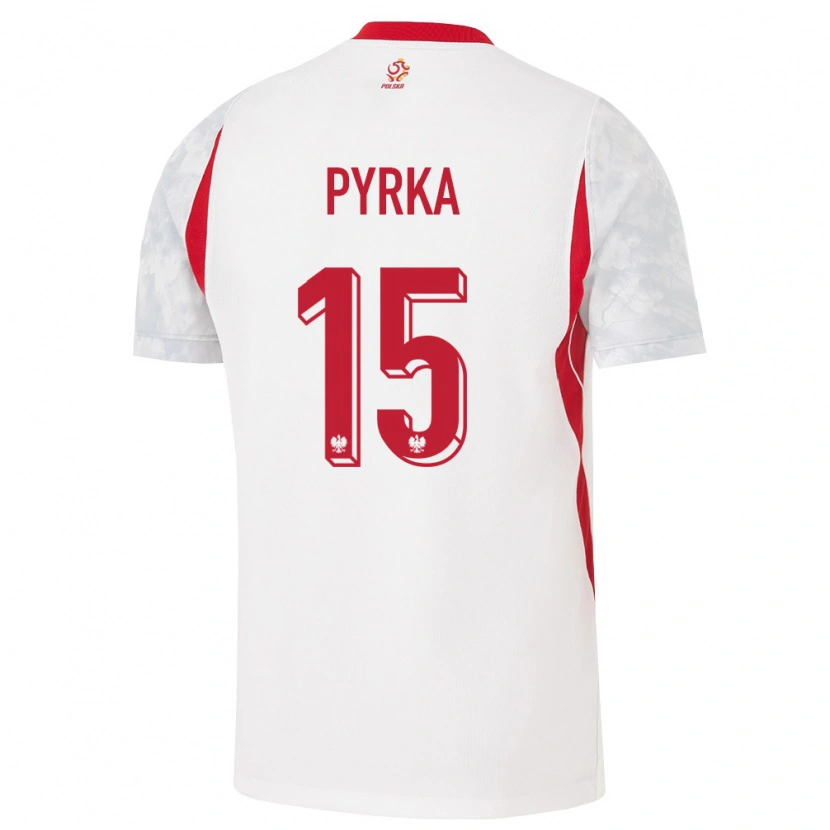 Danxen Dětské Polsko Arkadiusz Pyrka #15 Bílá Červená Šedá Domů Hráčské Dresy 26-28 Dres