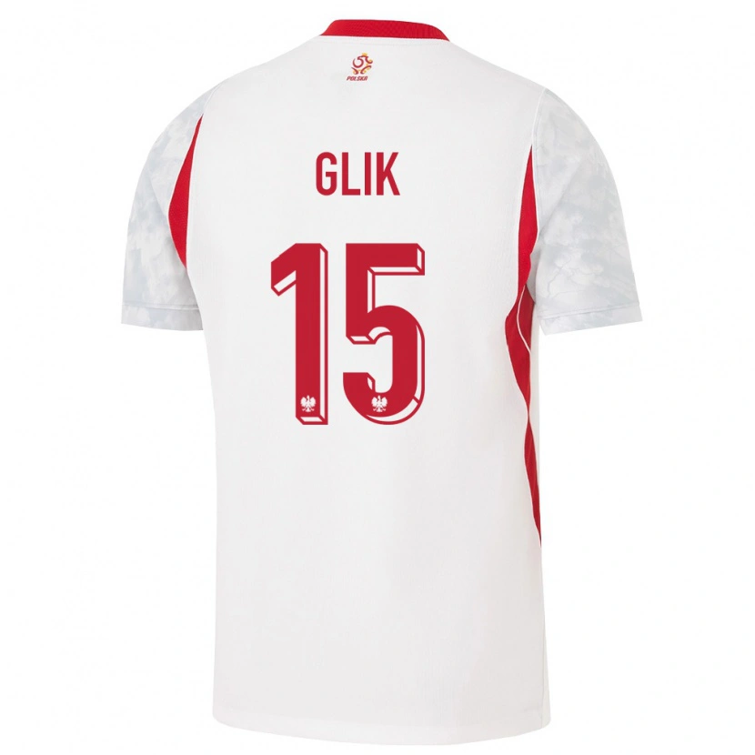 Danxen Dětské Polsko Kamil Glik #15 Bílá Červená Šedá Domů Hráčské Dresy 26-28 Dres