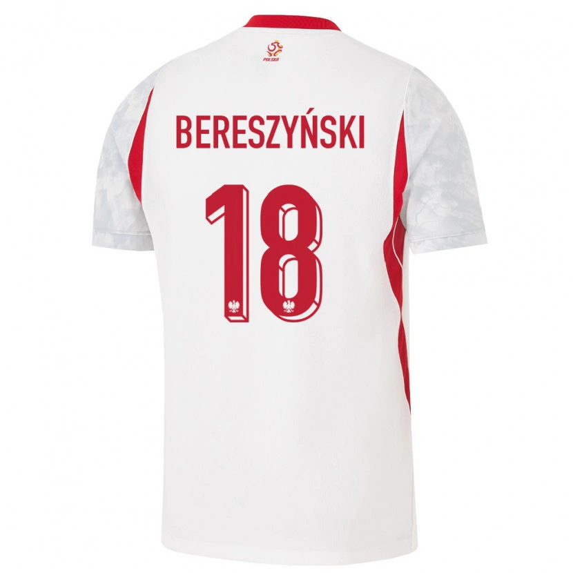 Danxen Dětské Polsko Bartosz Bereszyński #18 Bílá Červená Šedá Domů Hráčské Dresy 26-28 Dres