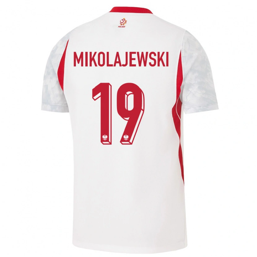 Danxen Dětské Polsko Daniel Mikolajewski #19 Bílá Červená Šedá Domů Hráčské Dresy 26-28 Dres