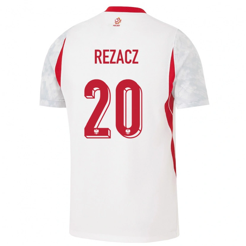 Danxen Dětské Polsko Wojciech Rezacz #20 Bílá Červená Šedá Domů Hráčské Dresy 26-28 Dres