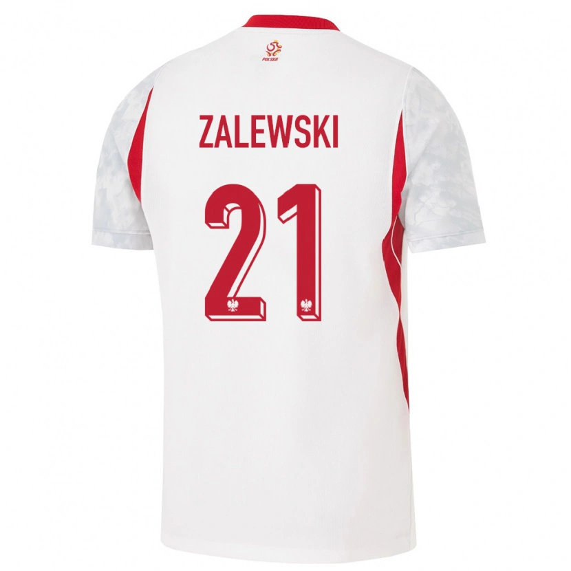 Danxen Dětské Polsko Nicola Zalewski #21 Bílá Červená Šedá Domů Hráčské Dresy 26-28 Dres