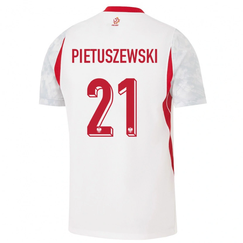Danxen Dětské Polsko Oskar Pietuszewski #21 Bílá Červená Šedá Domů Hráčské Dresy 26-28 Dres