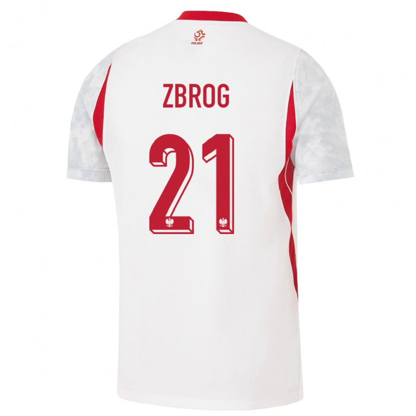 Danxen Dětské Polsko Jakub Zbróg #21 Bílá Červená Šedá Domů Hráčské Dresy 26-28 Dres