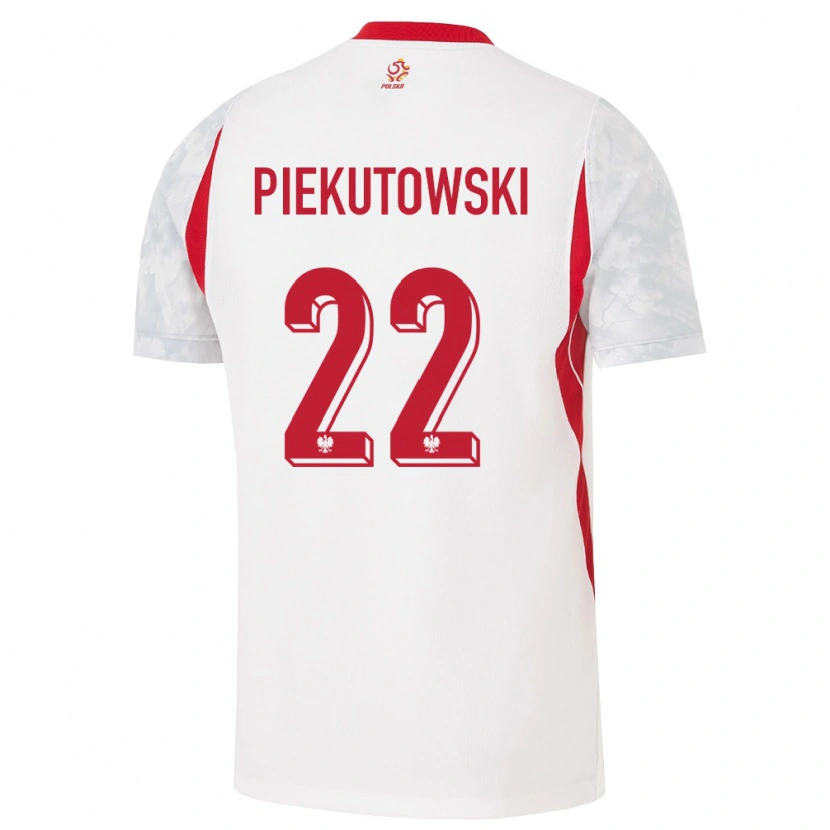 Danxen Dětské Polsko Milosz Piekutowski #22 Bílá Červená Šedá Domů Hráčské Dresy 26-28 Dres