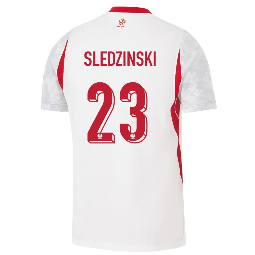 Danxen Dětské Polsko Eryk Sledzinski #23 Bílá Červená Šedá Domů Hráčské Dresy 26-28 Dres