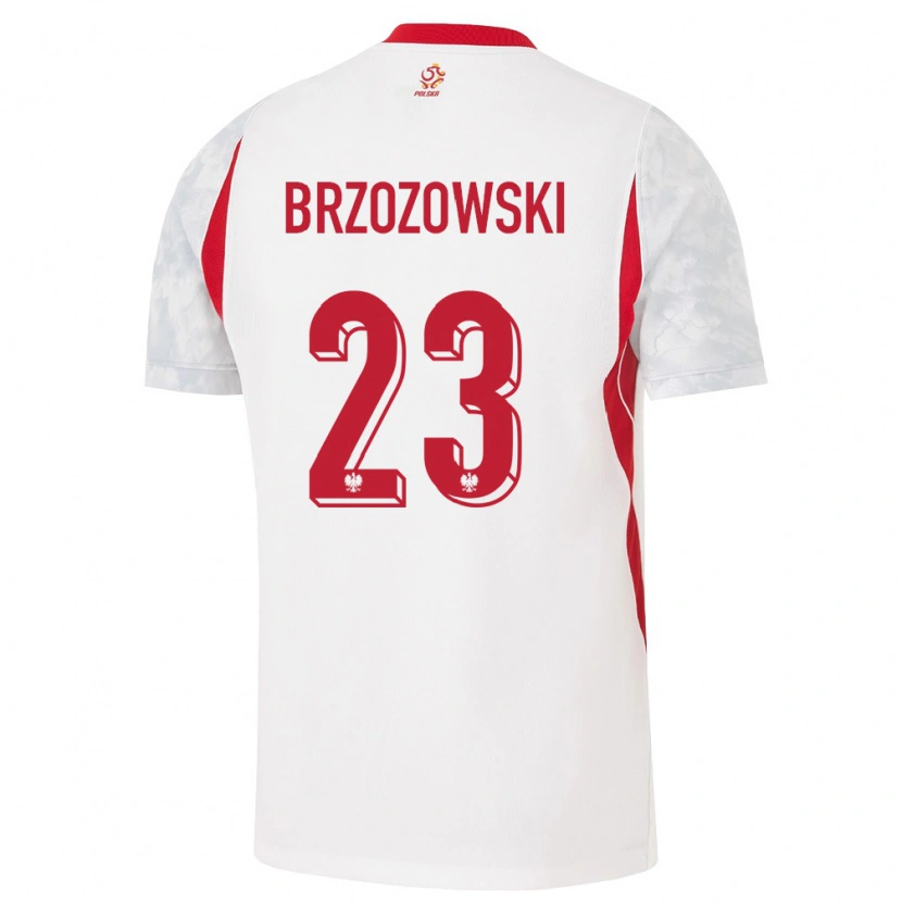 Danxen Dětské Polsko Milosz Brzozowski #23 Bílá Červená Šedá Domů Hráčské Dresy 26-28 Dres