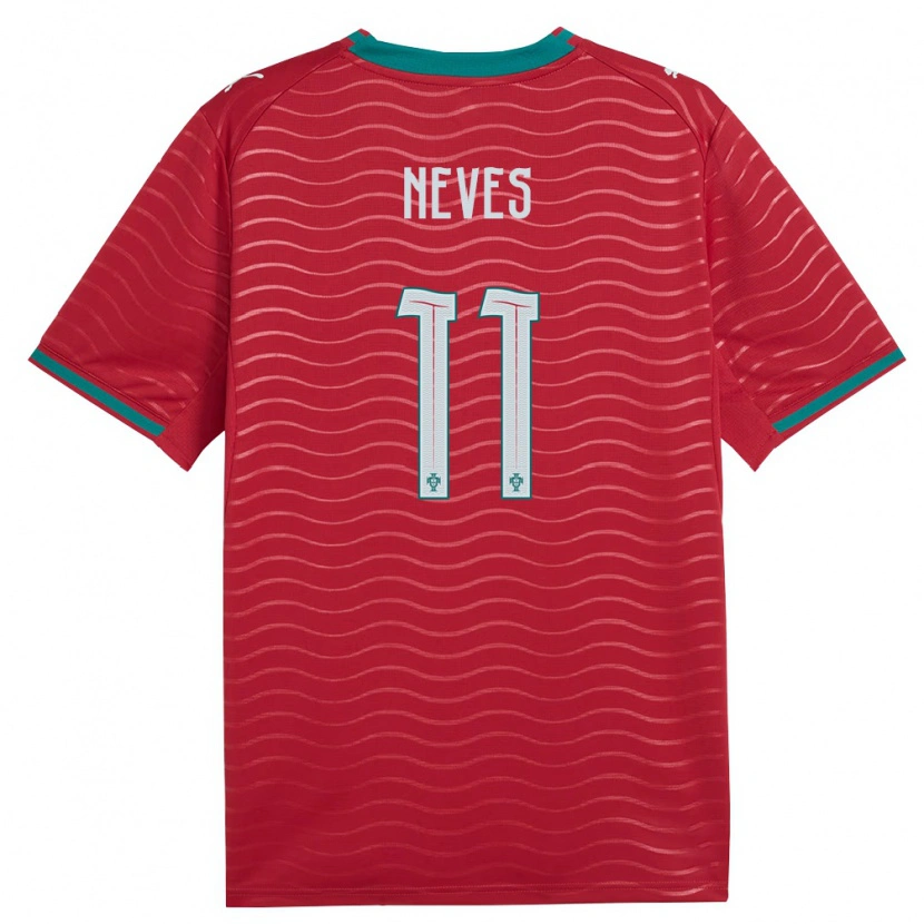 Danxen Dětské Portugalsko Bernardo Neves #11 Červená Zelená Bílá Domů Hráčské Dresy 26-28 Dres