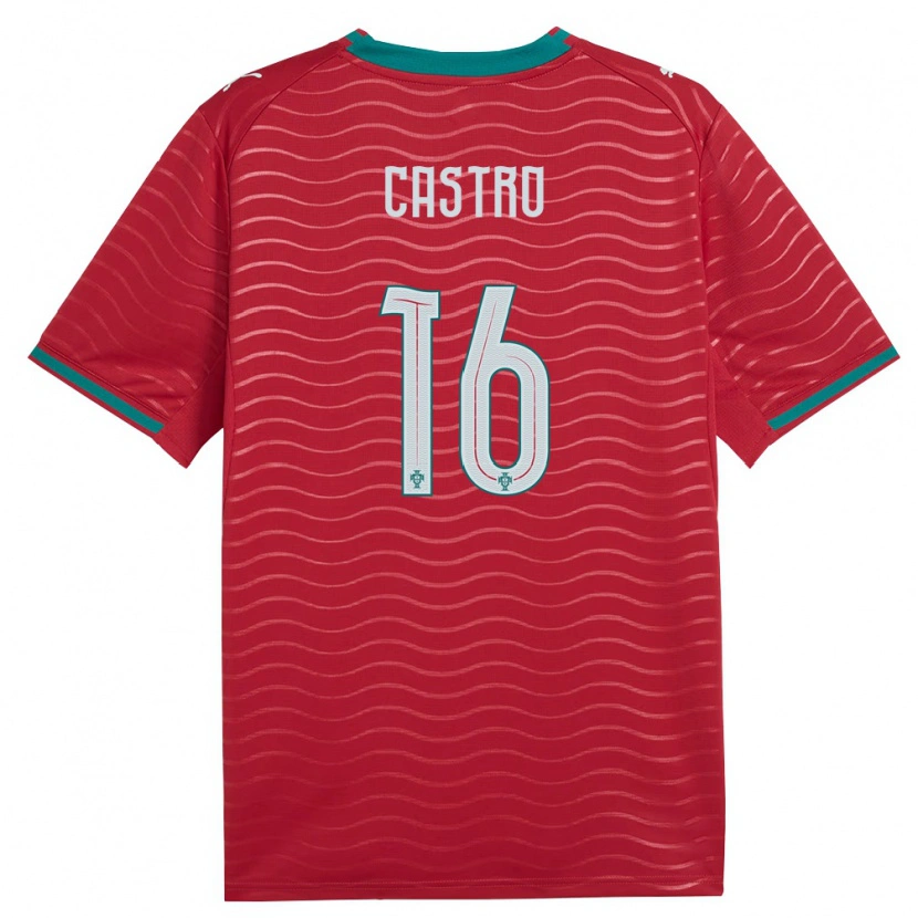 Danxen Dětské Portugalsko Guilherme Castro #16 Červená Zelená Bílá Domů Hráčské Dresy 26-28 Dres