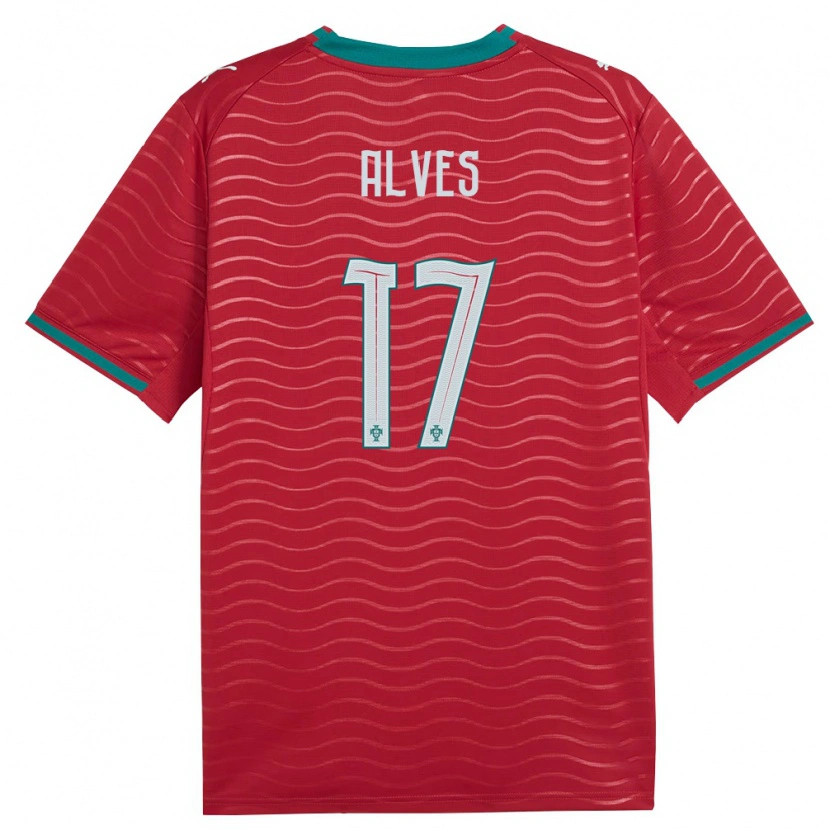 Danxen Dětské Portugalsko Lucia Alves #17 Červená Zelená Bílá Domů Hráčské Dresy 26-28 Dres
