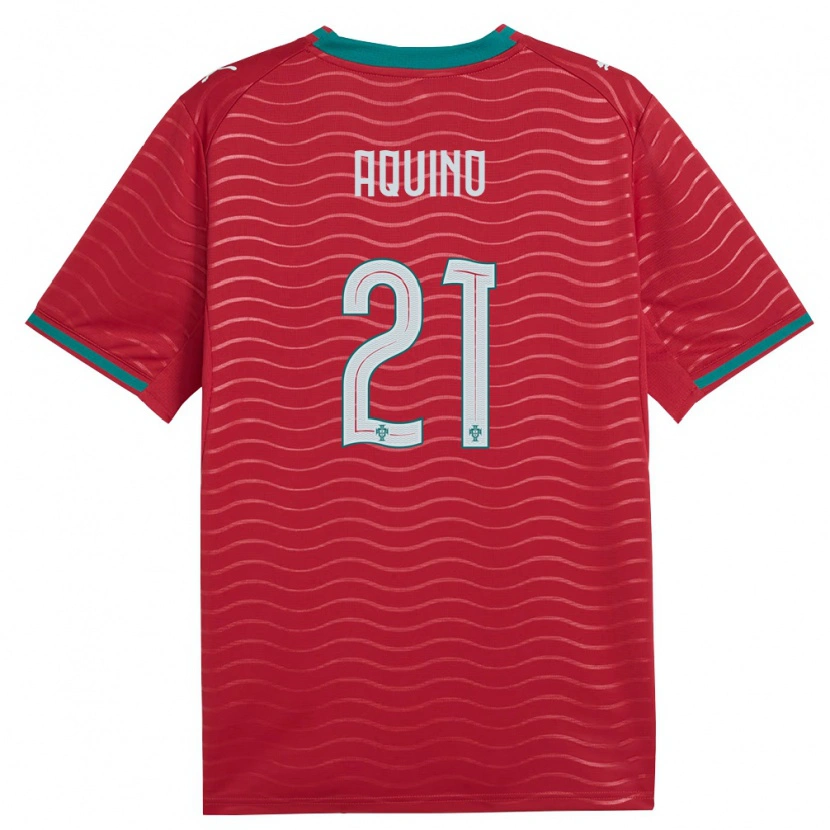 Danxen Dětské Portugalsko Jesus Aquino #21 Červená Zelená Bílá Domů Hráčské Dresy 26-28 Dres