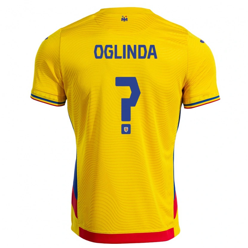Danxen Dětské Rumunsko Andrei Oglinda #0 Žlutá Červená Domů Hráčské Dresy 26-28 Dres