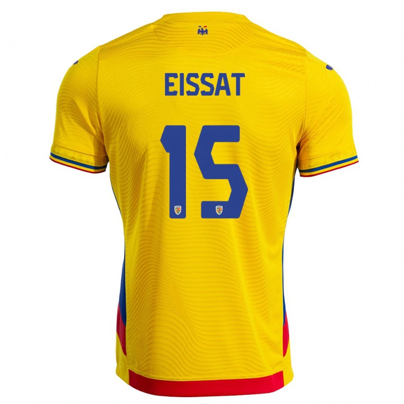 Danxen Dětské Rumunsko Lisav Naif Eissat #15 Žlutá Červená Domů Hráčské Dresy 26-28 Dres