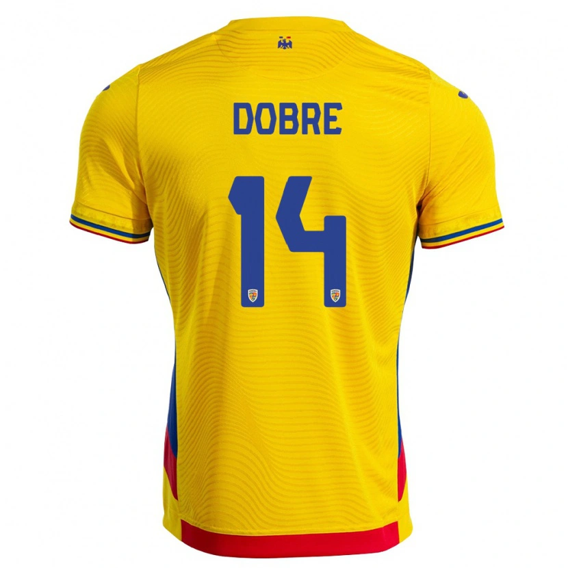 Danxen Dětské Rumunsko Alexandru Dobre #14 Žlutá Červená Domů Hráčské Dresy 26-28 Dres