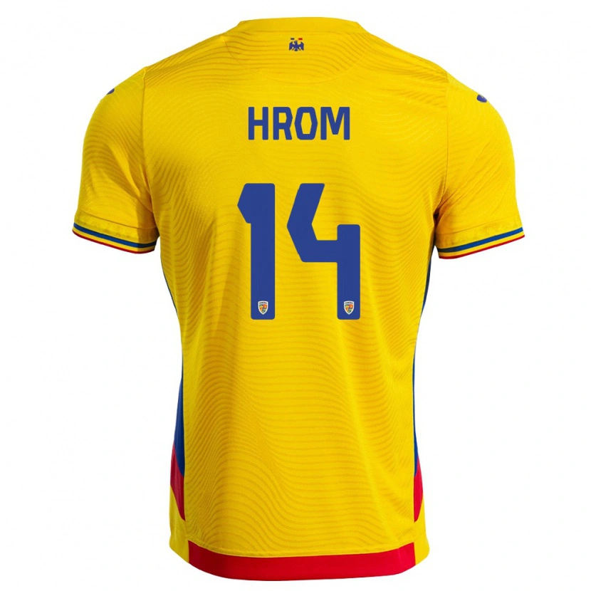Danxen Dětské Rumunsko Darian Hrom #14 Žlutá Červená Domů Hráčské Dresy 26-28 Dres