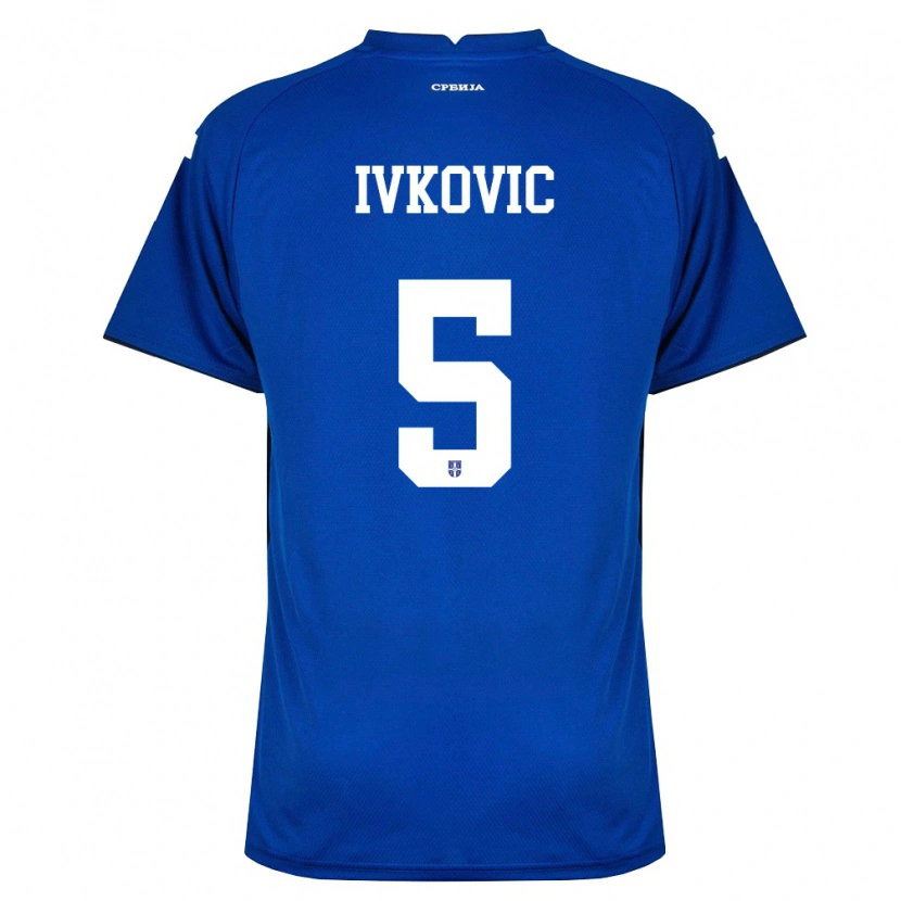 Danxen Dětské Srbsko Ognjen Ivkovic #5 Námořnická Červená Domů Hráčské Dresy 26-28 Dres