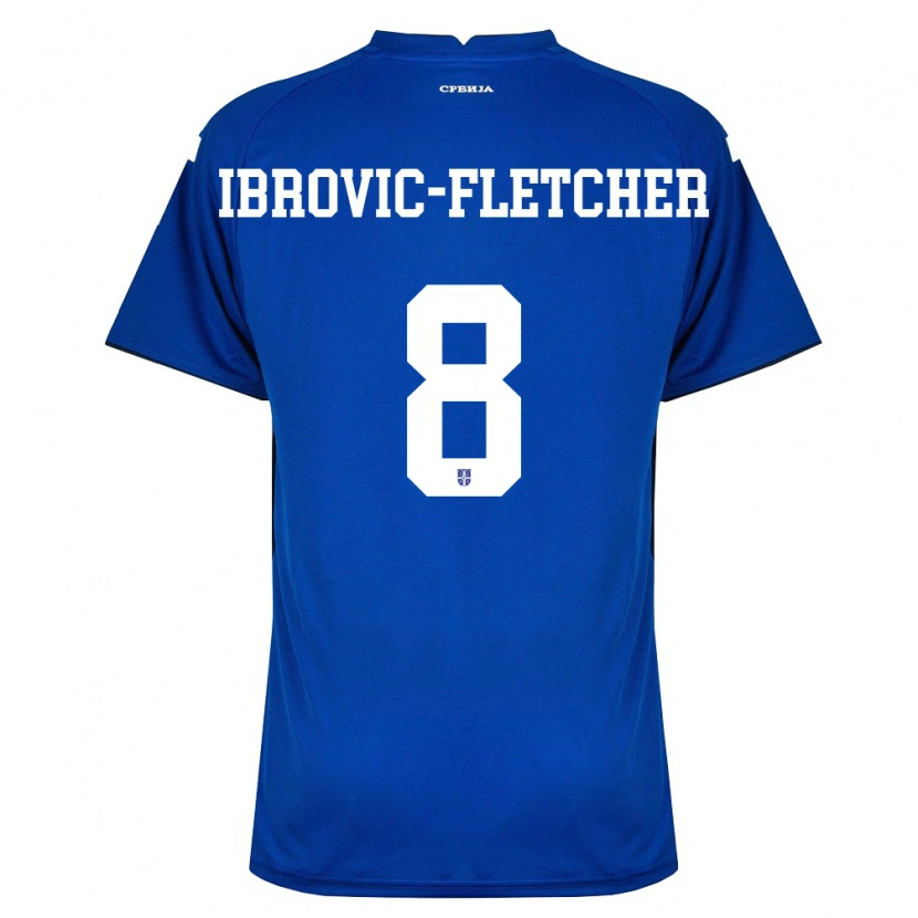 Danxen Dětské Srbsko Edward Ibrovic-Fletcher #8 Námořnická Červená Domů Hráčské Dresy 26-28 Dres