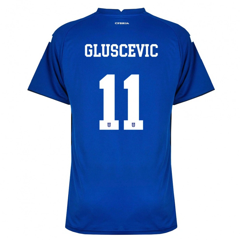 Danxen Dětské Srbsko Matija Gluscevic #11 Námořnická Červená Domů Hráčské Dresy 26-28 Dres