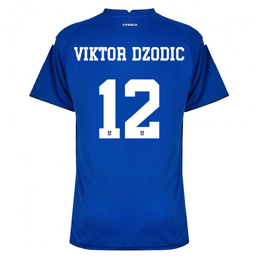 Danxen Dětské Srbsko Viktor Dzodic #12 Námořnická Červená Domů Hráčské Dresy 26-28 Dres