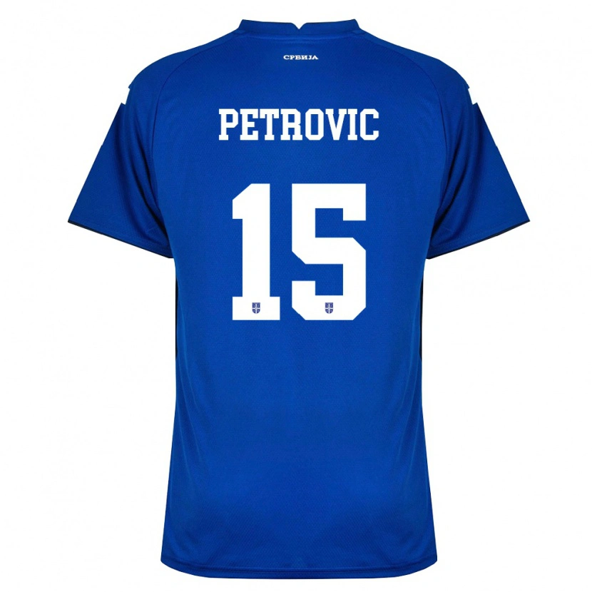 Danxen Dětské Srbsko Bogdan Petrovic #15 Námořnická Červená Domů Hráčské Dresy 26-28 Dres