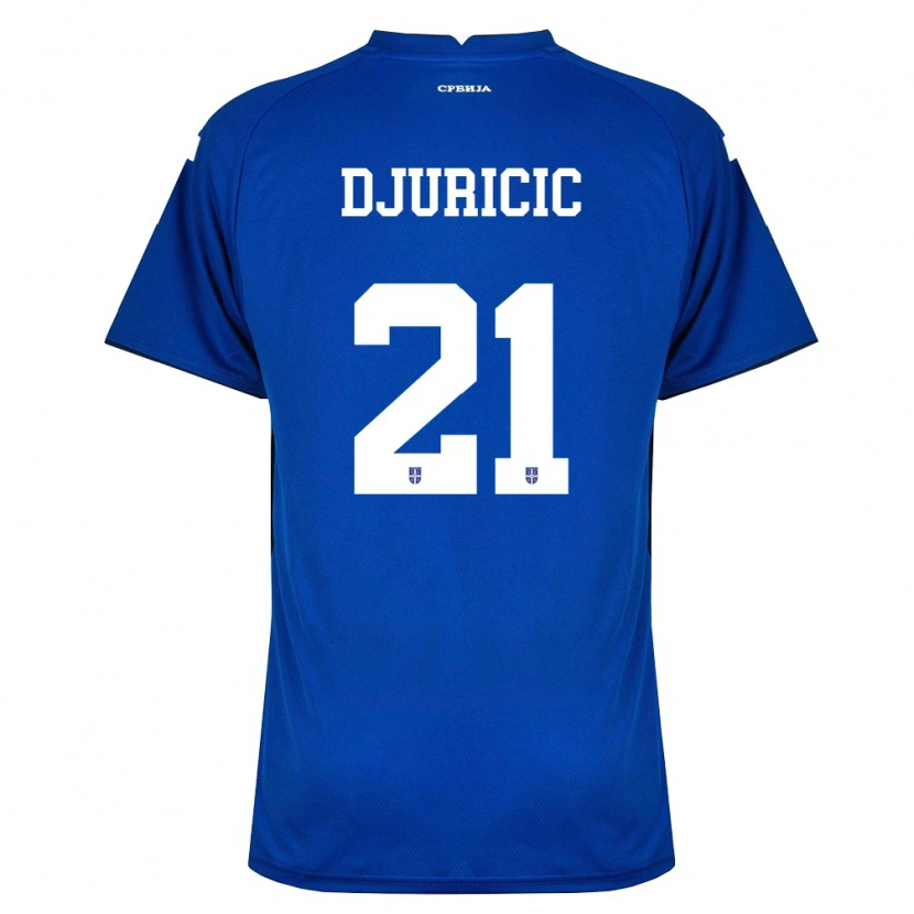 Danxen Dětské Srbsko Filip Djuricic #21 Námořnická Červená Domů Hráčské Dresy 26-28 Dres