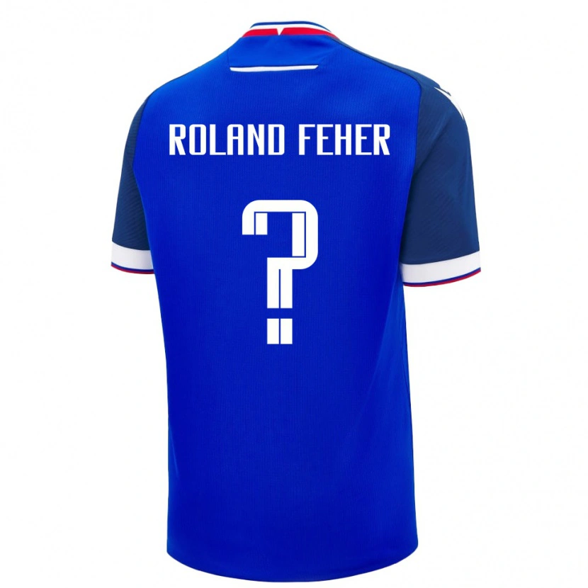 Danxen Dětské Slovensko Mate Roland Feher #0 Modrá Bílá Domů Hráčské Dresy 26-28 Dres