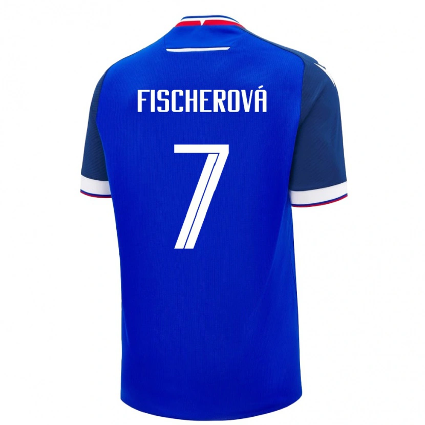 Danxen Dětské Slovensko Patrícia Fischerová #7 Modrá Bílá Domů Hráčské Dresy 26-28 Dres