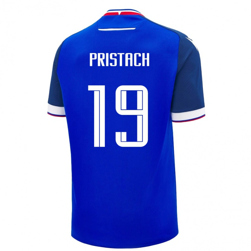 Danxen Dětské Slovensko Lukas Pristach #19 Modrá Bílá Domů Hráčské Dresy 26-28 Dres