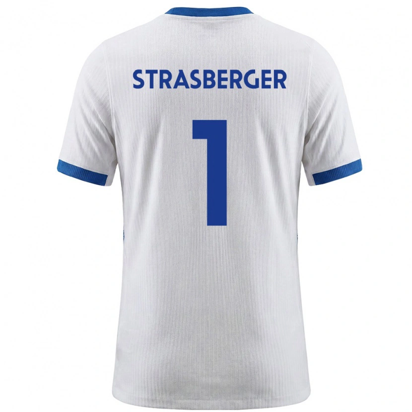 Danxen Dětské Slovinsko Tim Strasberger #1 Bílá Modrá Domů Hráčské Dresy 26-28 Dres