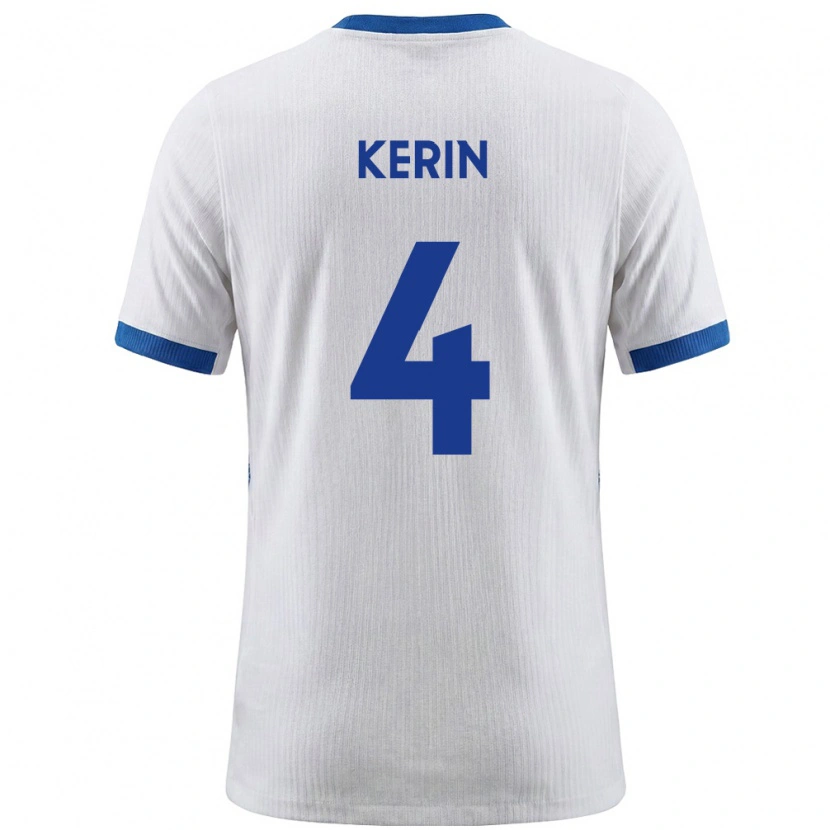 Danxen Dětské Slovinsko Mark Kerin #4 Bílá Modrá Domů Hráčské Dresy 26-28 Dres