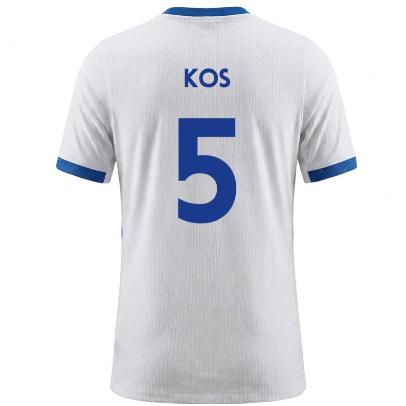 Danxen Dětské Slovinsko Evelina Kos #5 Bílá Modrá Domů Hráčské Dresy 26-28 Dres