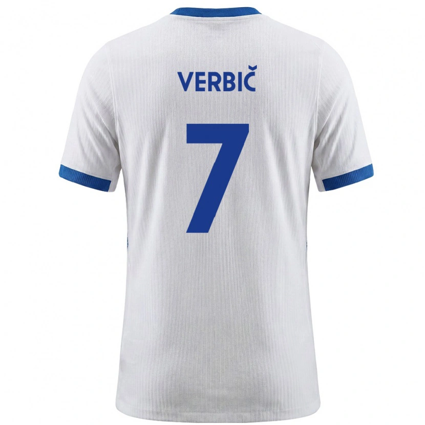 Danxen Dětské Slovinsko Benjamin Verbic #7 Bílá Modrá Domů Hráčské Dresy 26-28 Dres